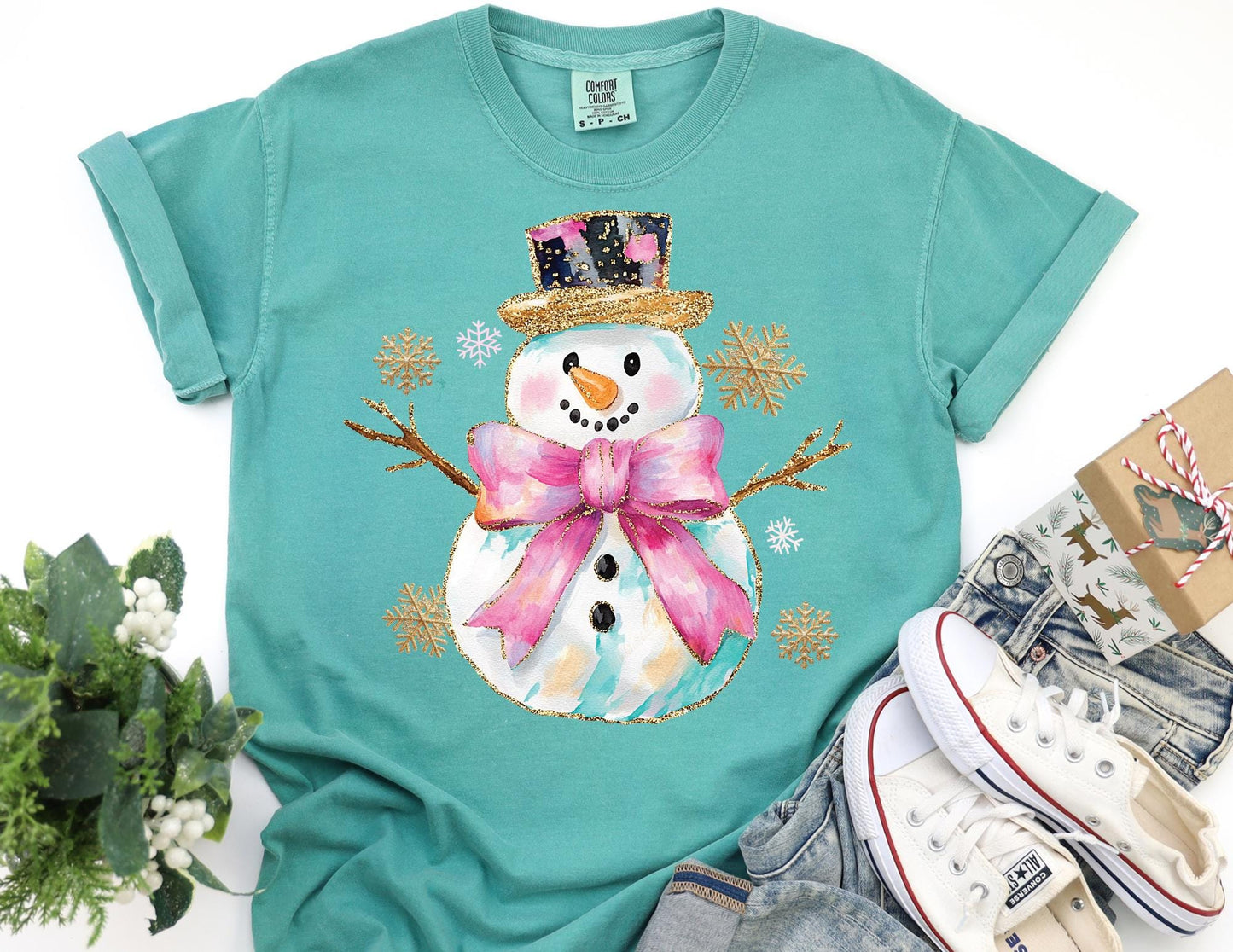 Comfort Colors Snowman Shirt: Festive Christmas Apparel
