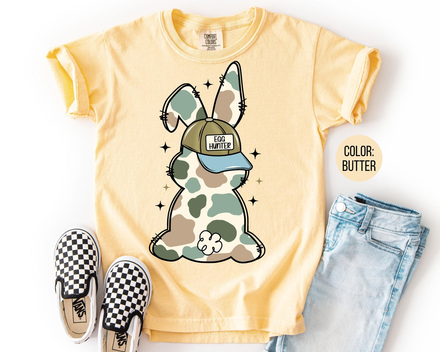 Comfort Colors® Boys Egg Hunter Bunny Shirt, Easter Shirts for Boys