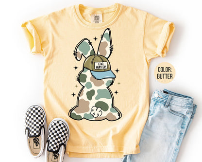 Comfort Colors® Boys Egg Hunter Bunny Shirt, Easter Shirts for Boys