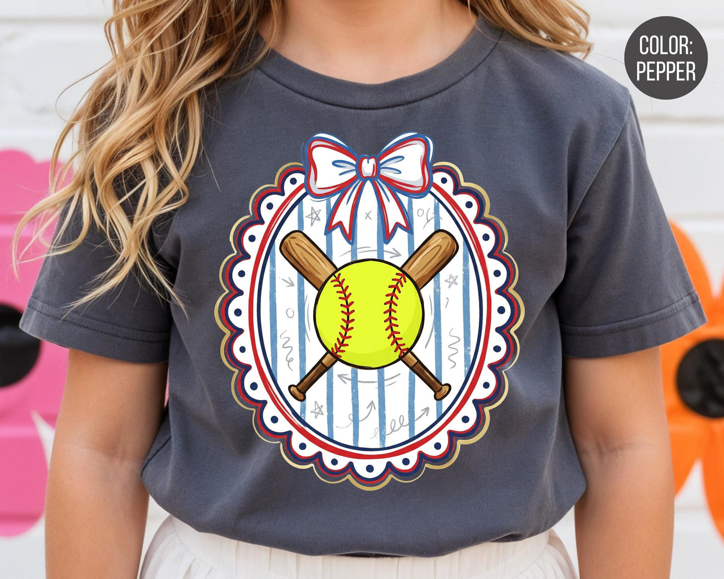 Comfort Colors Girls Coquette Softball Shirt, Softball Shirts