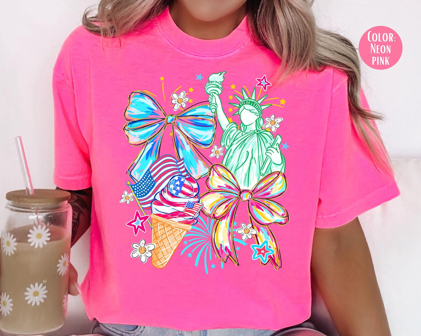 Comfort Colors Coquette Statue of Liberty Shirt, 4th of July Shirts