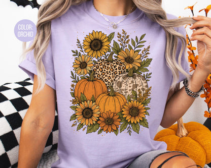 Comfort Colors Floral Pumpkin Shirt: Matching Mother Daughter Fall Tee