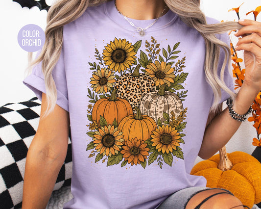 Comfort Colors Floral Pumpkin Shirt: Matching Mother Daughter Fall Tee