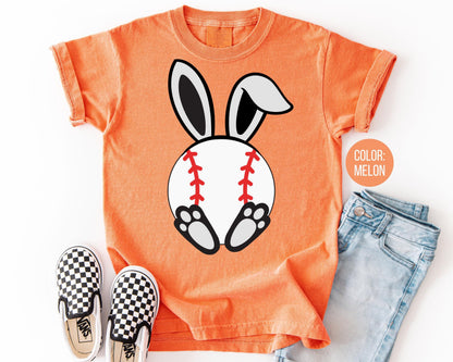 Comfort Colors® Boys Easter Baseball Shirt, Kids Bunny Baseball Tee