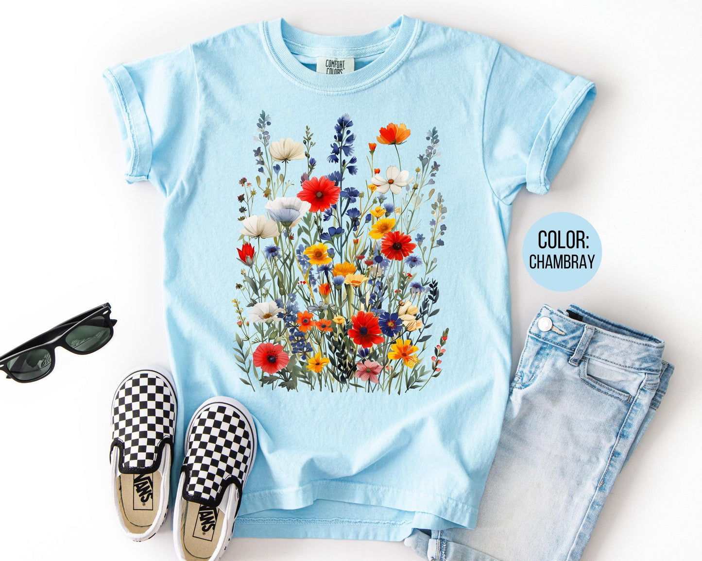 Comfort Colors Kids Wildflower Shirt: Girls Floral Tee