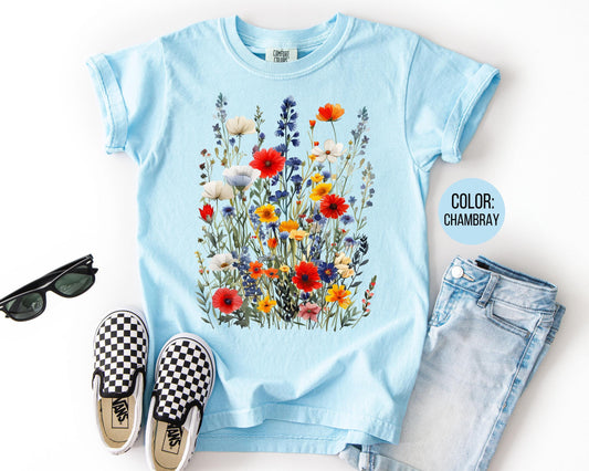 Comfort Colors Kids Wildflower Shirt: Girls Floral Tee