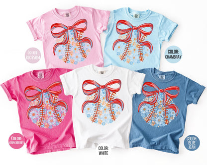 Comfort Colors Floral Baseball Mama Shirt: Coquette Baseball Sister Tee