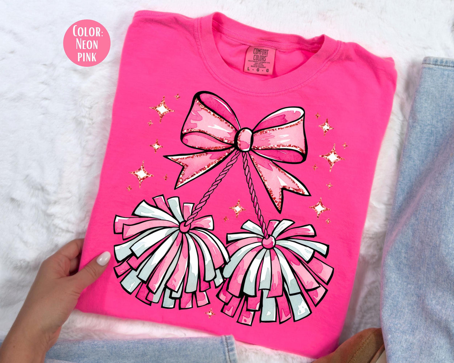 Comfort Colors Girls Cheerleader Shirt: Pom Pom Tee