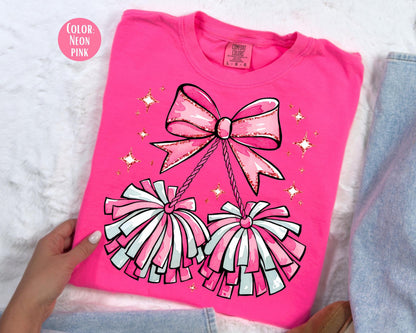 Comfort Colors Girls Cheerleader Shirt: Pom Pom Tee