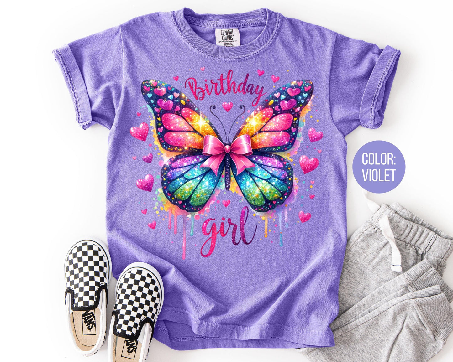 Comfort Colors Butterfly Birthday Girl Shirt