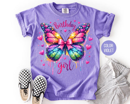 Comfort Colors Butterfly Birthday Girl Shirt