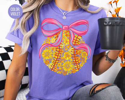 Comfort Colors Floral Softball Shirt: Coquette Softball Tee