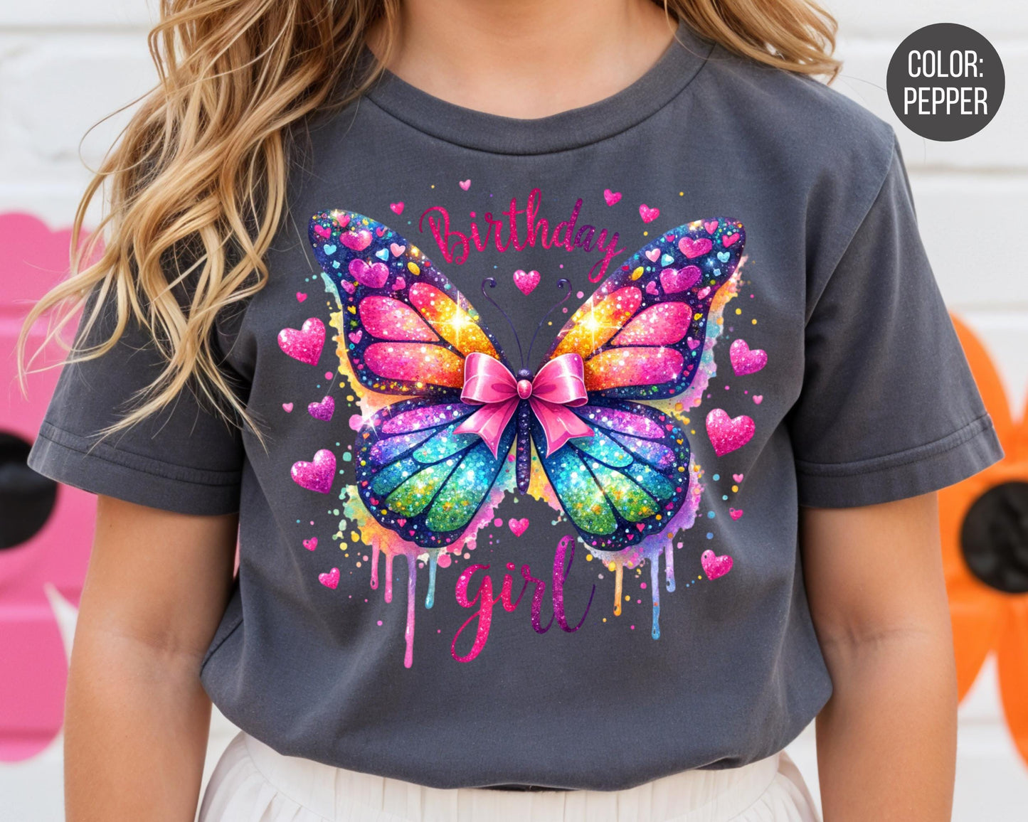Comfort Colors Butterfly Birthday Girl Shirt