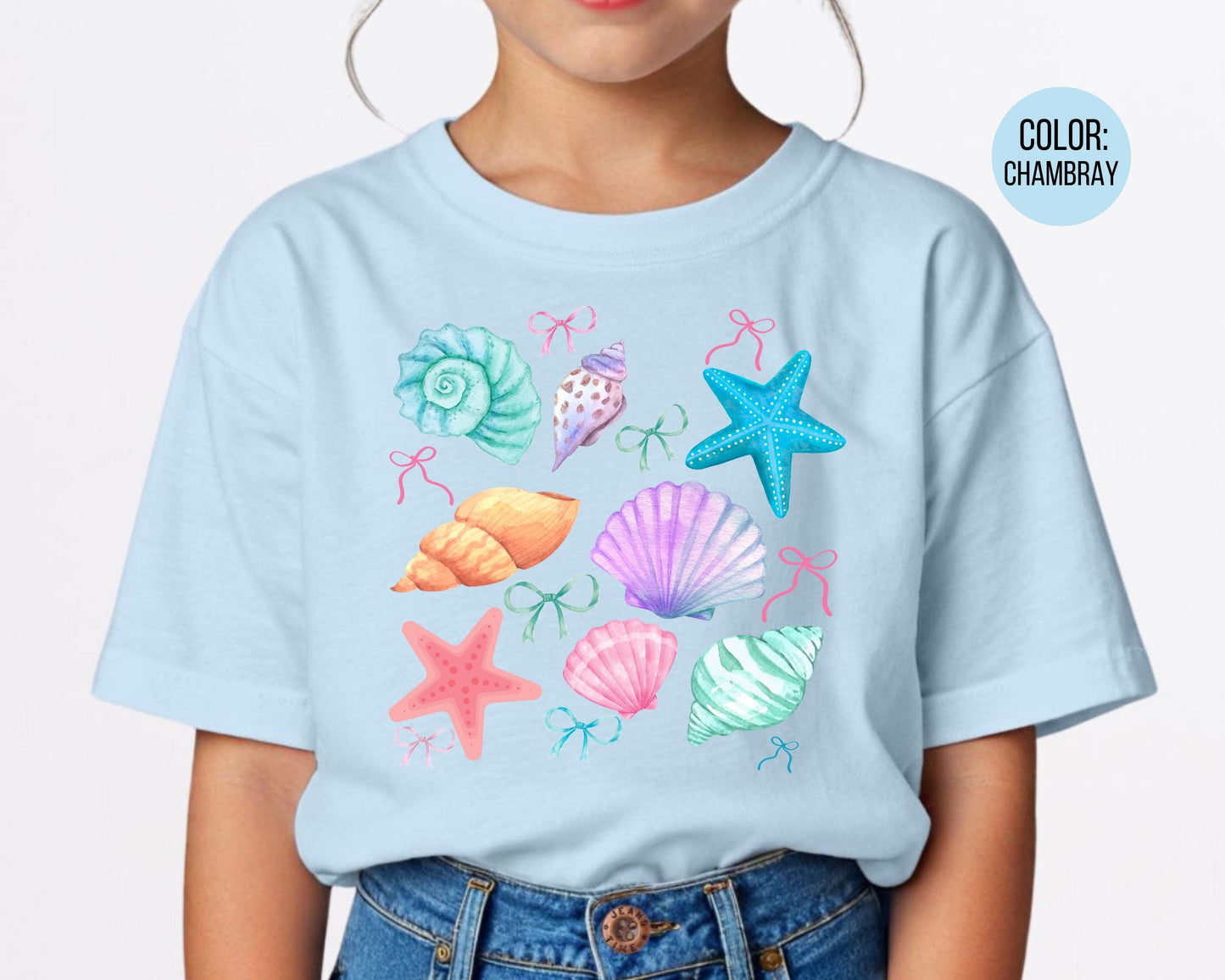 Comfort Colors® Preppy Coquette Seashells Shirt, Mama and Mini Summer Shirts