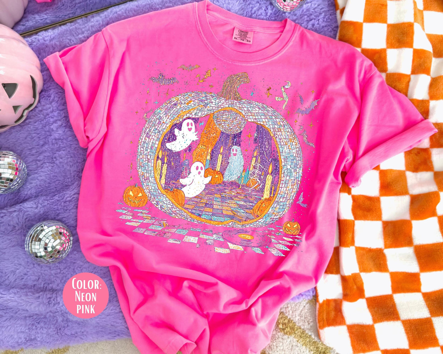 Comfort Colors Iridescent Disco Ghost Shirt: Trendy Halloween Tee