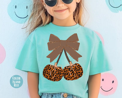 Comfort Colors Leopard Pumpkin Cherries Shirt - Preppy Fall Coquette