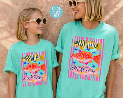 Comfort Colors® Preppy Pink Fish Shirt, Girls Fishing Shirts