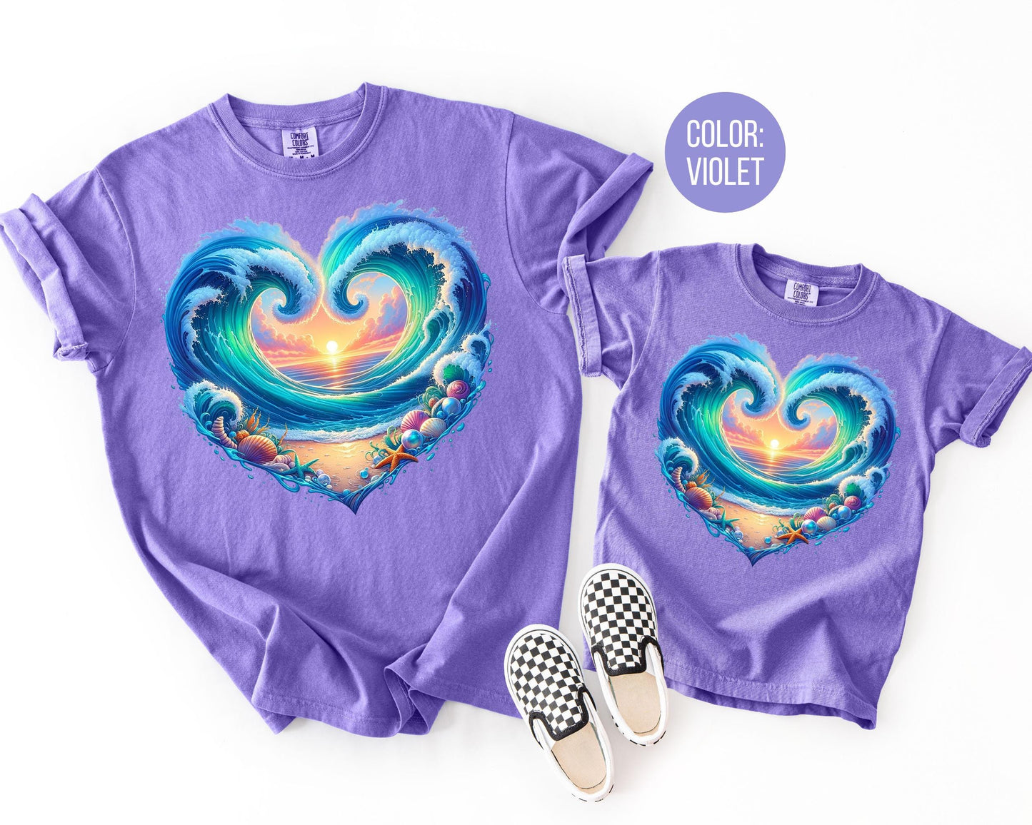 Comfort Colors® Beach Heart Shirt, Girls Beach Shirts
