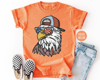 Comfort Colors Boys Patriotic Eagle Shirt, Eagle 4th of July Shirts