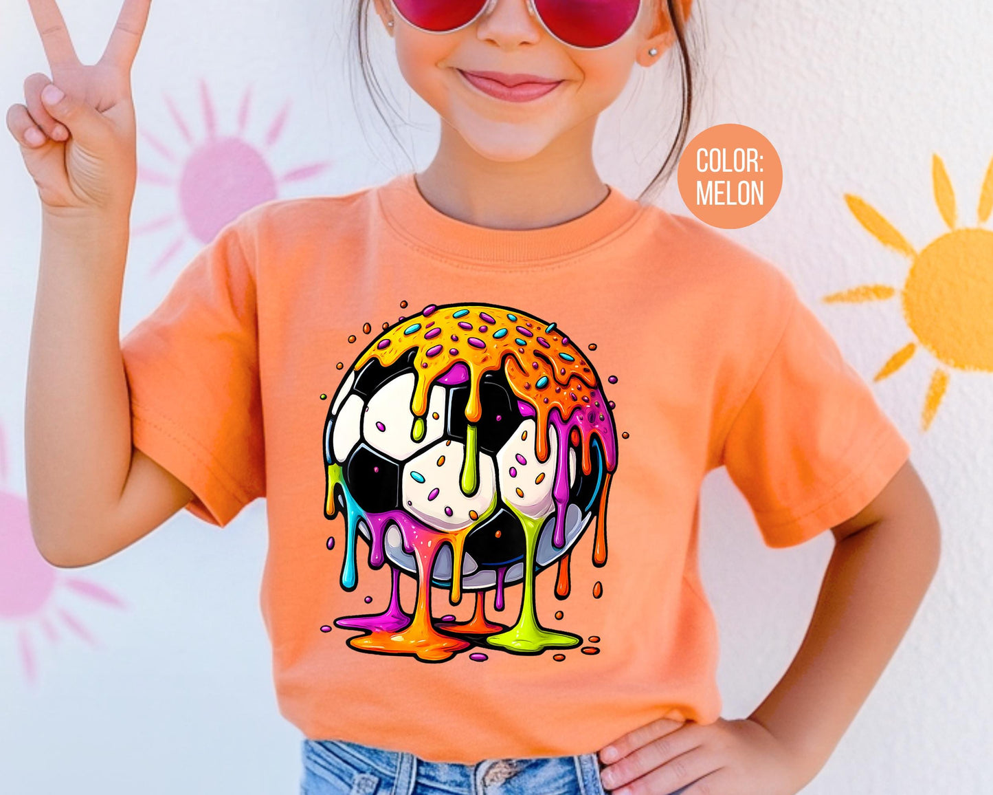 Comfort Colors Kids Drip Soccer Ball Shirt, Dripping Soccer Shirts