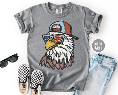 Comfort Colors Boys Patriotic Eagle Shirt, Eagle 4th of July Shirts