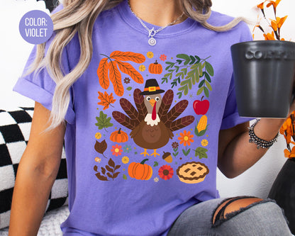 Kids Comfort Colors Thanksgiving Turkey Shirt: Boho Fall Tee