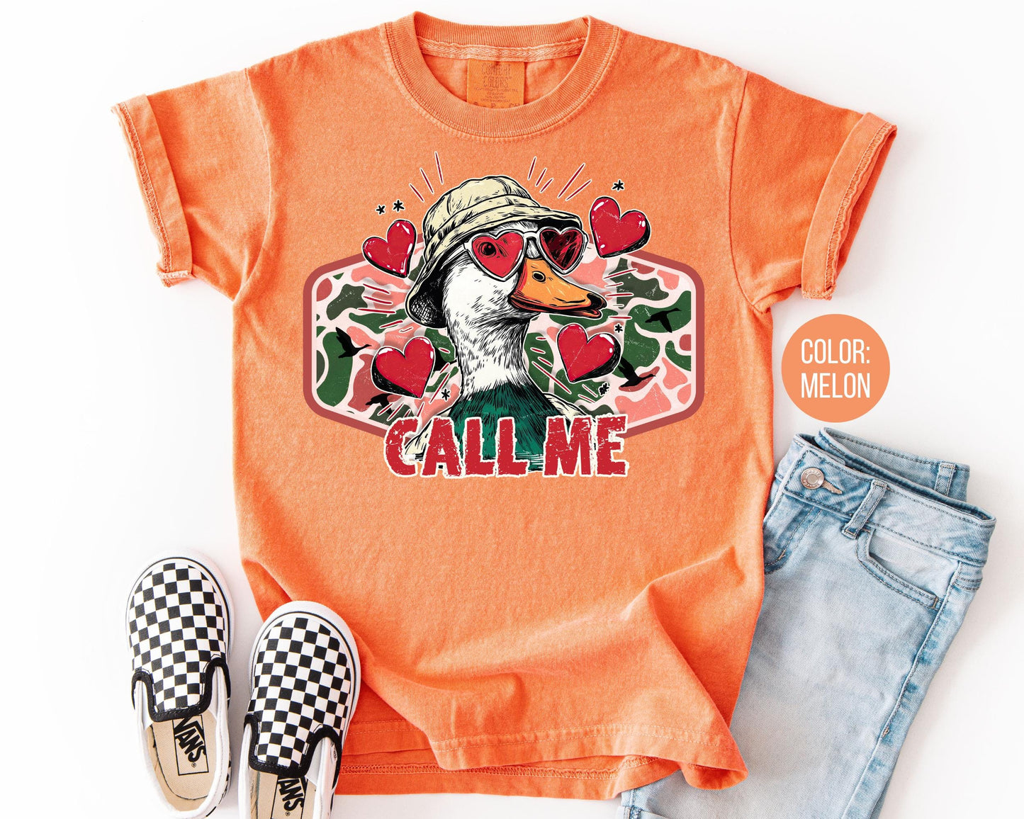 Comfort Colors® Boys Call Me Duck Shirt, Duck Hunting Valentines Day Shirts