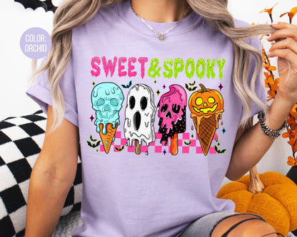 Comfort Colors Kids Halloween Shirt: Sweet & Spooky Girls Tee