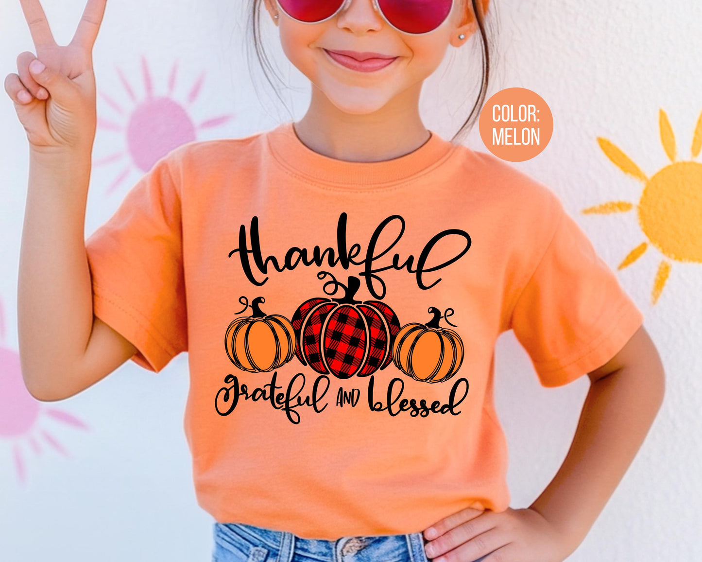 Comfort Colors Thankful Grateful Blessed Shirt, Kids Thanksgiving Shirts, Matching Fall Tees