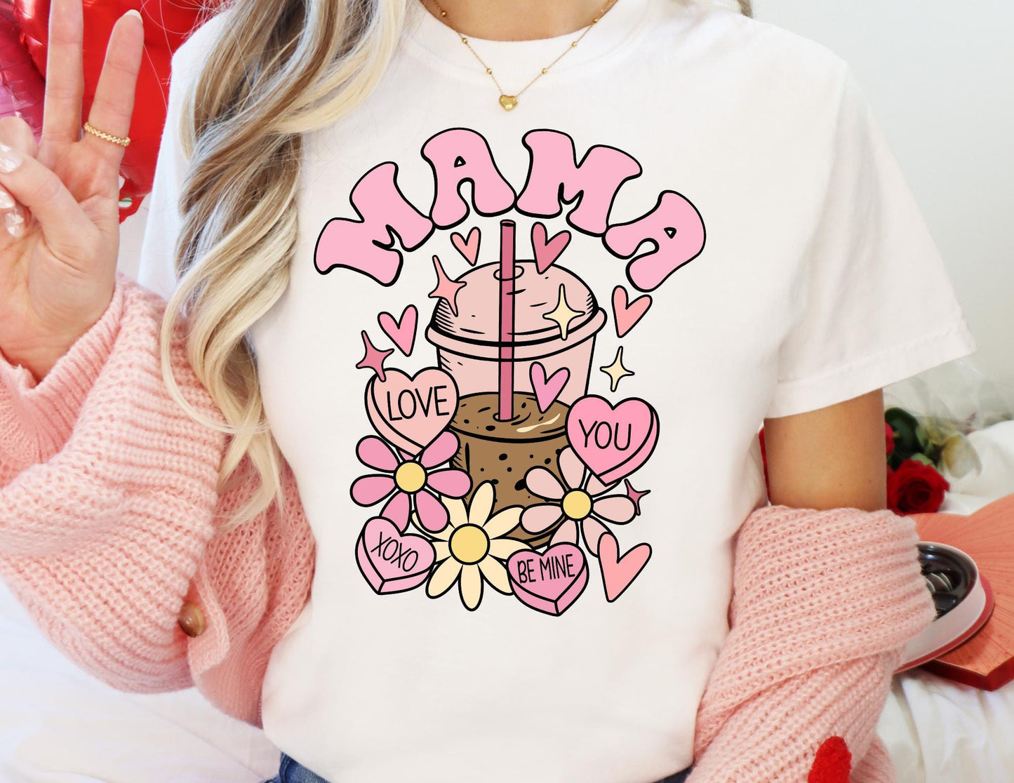Comfort Colors Coffee Mama Valentine's Day Shirt