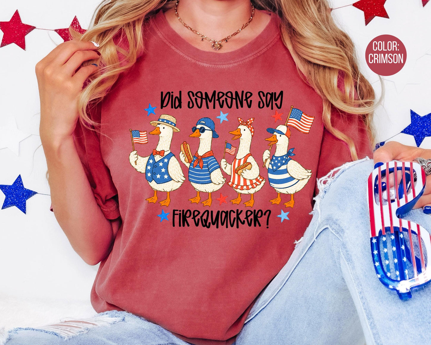Comfort Colors Did Someone Say Firequacker Shirt, Funny 4th of July Goose Shirts