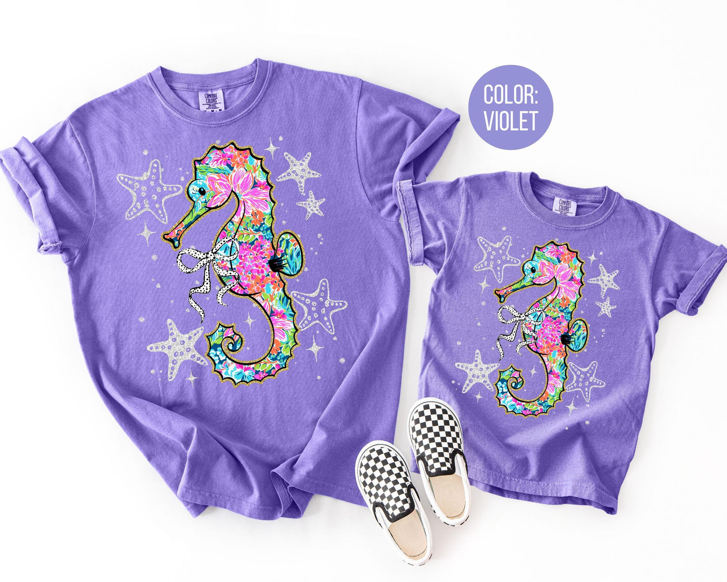 Comfort Colors® Preppy Summer Sea Horse Shirt, Girls Summer Shirts