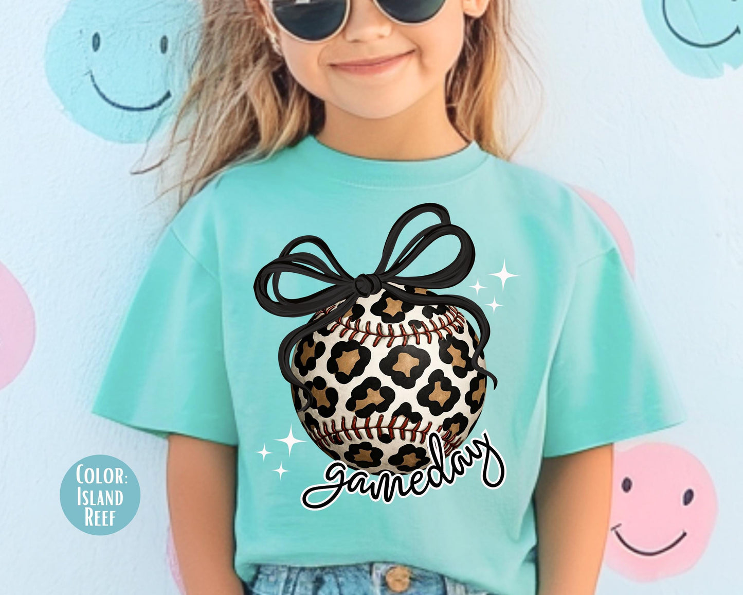 Comfort Colors Girls Leopard Softball Gameday Shirt, Kids Game Day Softball Shirts