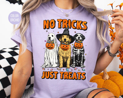 Comfort Colors Dog Halloween Shirt: No Tricks Just Treats