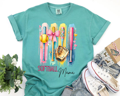 Comfort Colors Softball Mama Shirt: DTF Print, Mom Life Tee