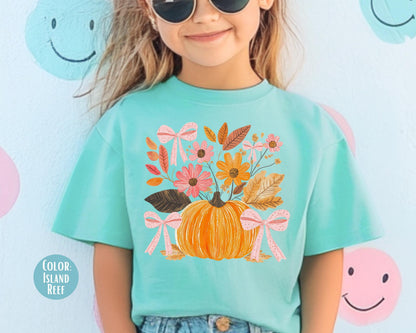 Floral Coquette Pumpkin Shirt: Comfort Colors Boho Fall Top