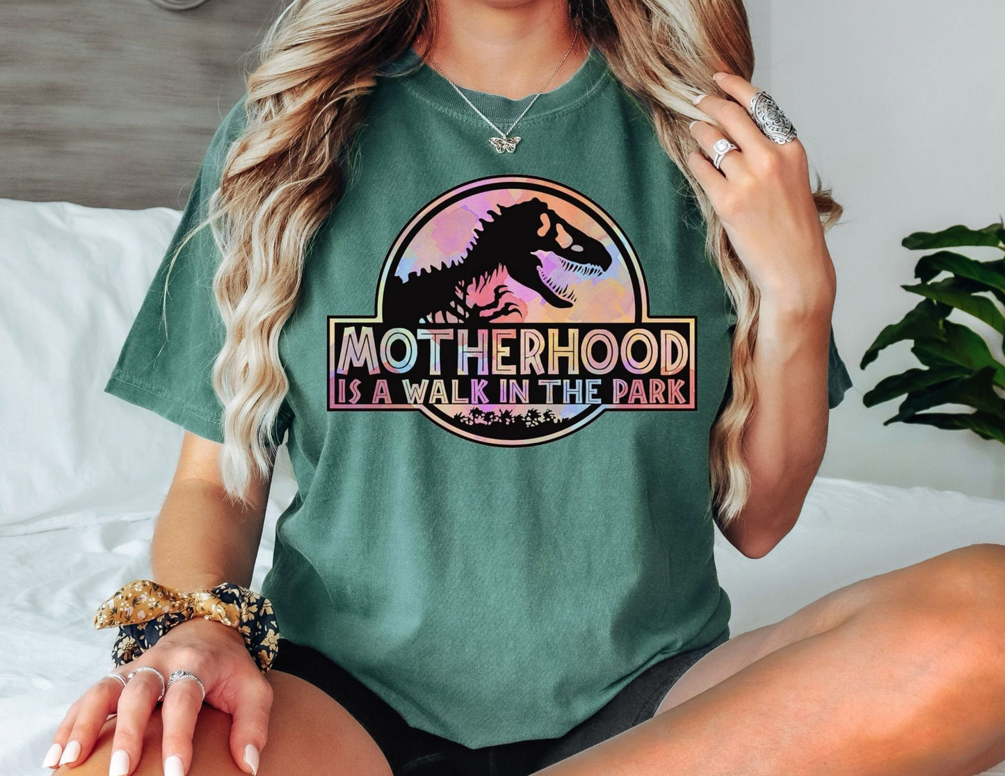 Comfort Colors Dinosaur Mom Shirt: Motherhood Walk in the Park Tee