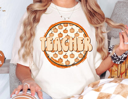 Comfort Colors Pumpkin Teacher Shirt: Fall Thanksgiving Tee