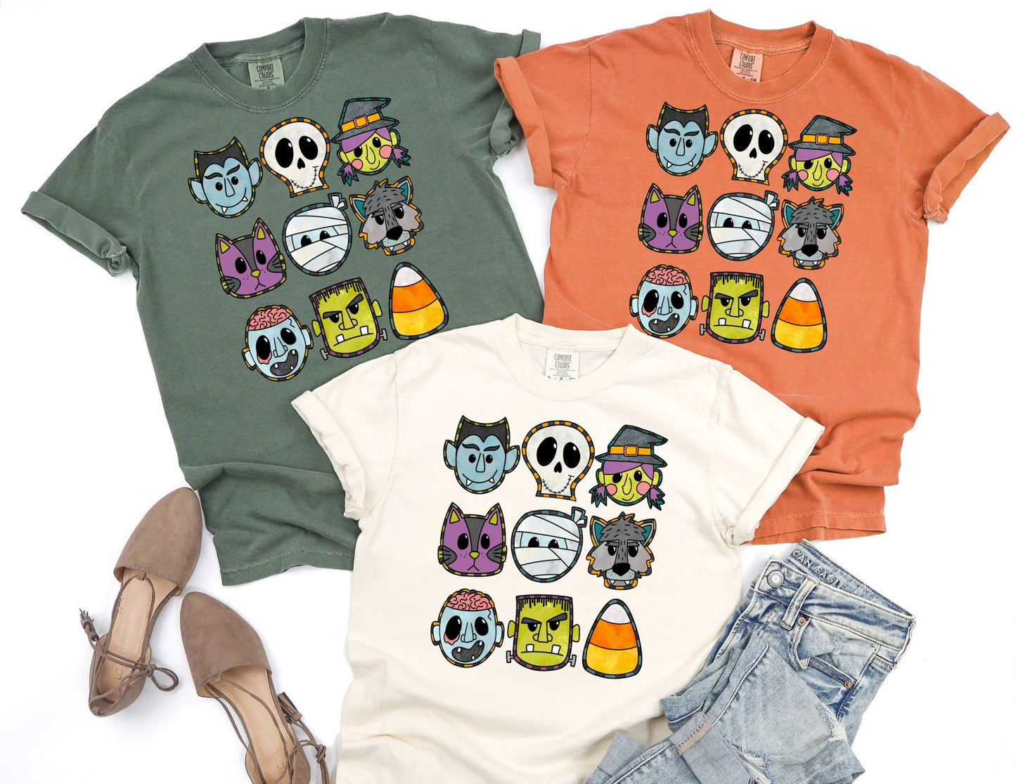 Comfort Colors Halloween Characters Shirt, Spooky Season Tee