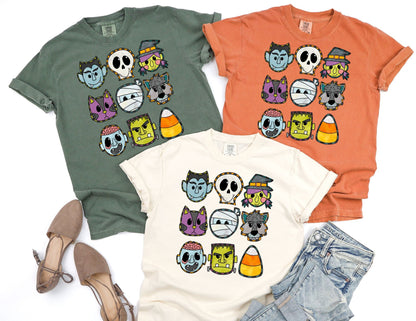 Comfort Colors Halloween Characters Shirt, Spooky Season Tee
