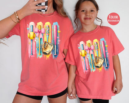 Comfort Colors® Girls Softball Shirt, Matching Softball Shirts, Youth Softball Shirts, Matching Mom and Daughter Shirts