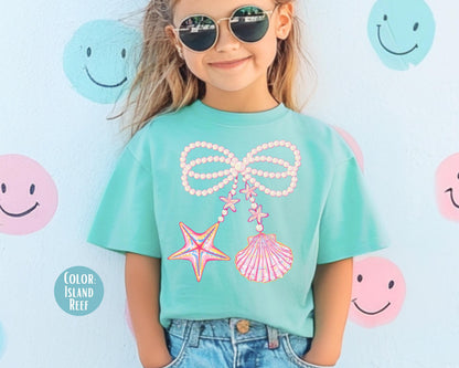 Comfort Colors® Kids Coquette Pearl Bow Clam Shirt