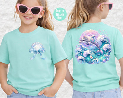 Comfort Colors Front and Back Dolphin Shirt, Girls Beach Shirts