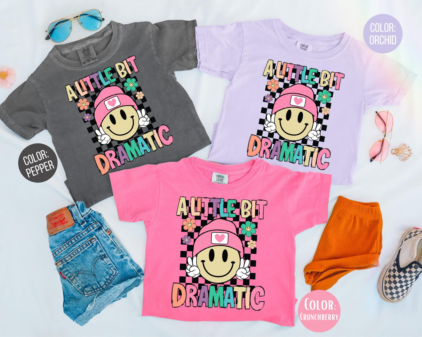 Comfort Colors Little Bit Dramatic Girls Shirt - Funny Youth Tee