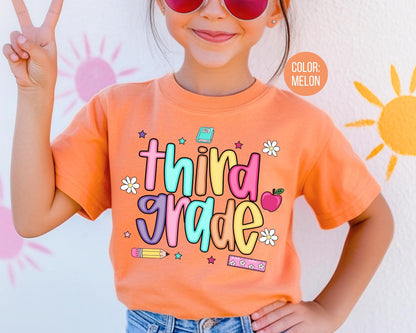 Comfort Colors® Colorful Preppy Third Grade Shirt, 3rd Grade Teacher Shirts