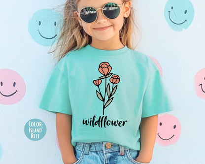 Comfort Colors Wildflower Shirt: Girls Youth Tee