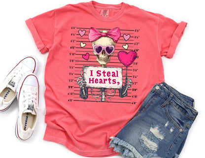 Comfort Colors Skeleton Valentine Shirt, I Steal Hearts