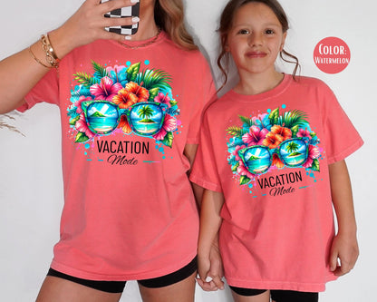 Vacation Mode Comfort Colors Tee: Kids Summer Shirt