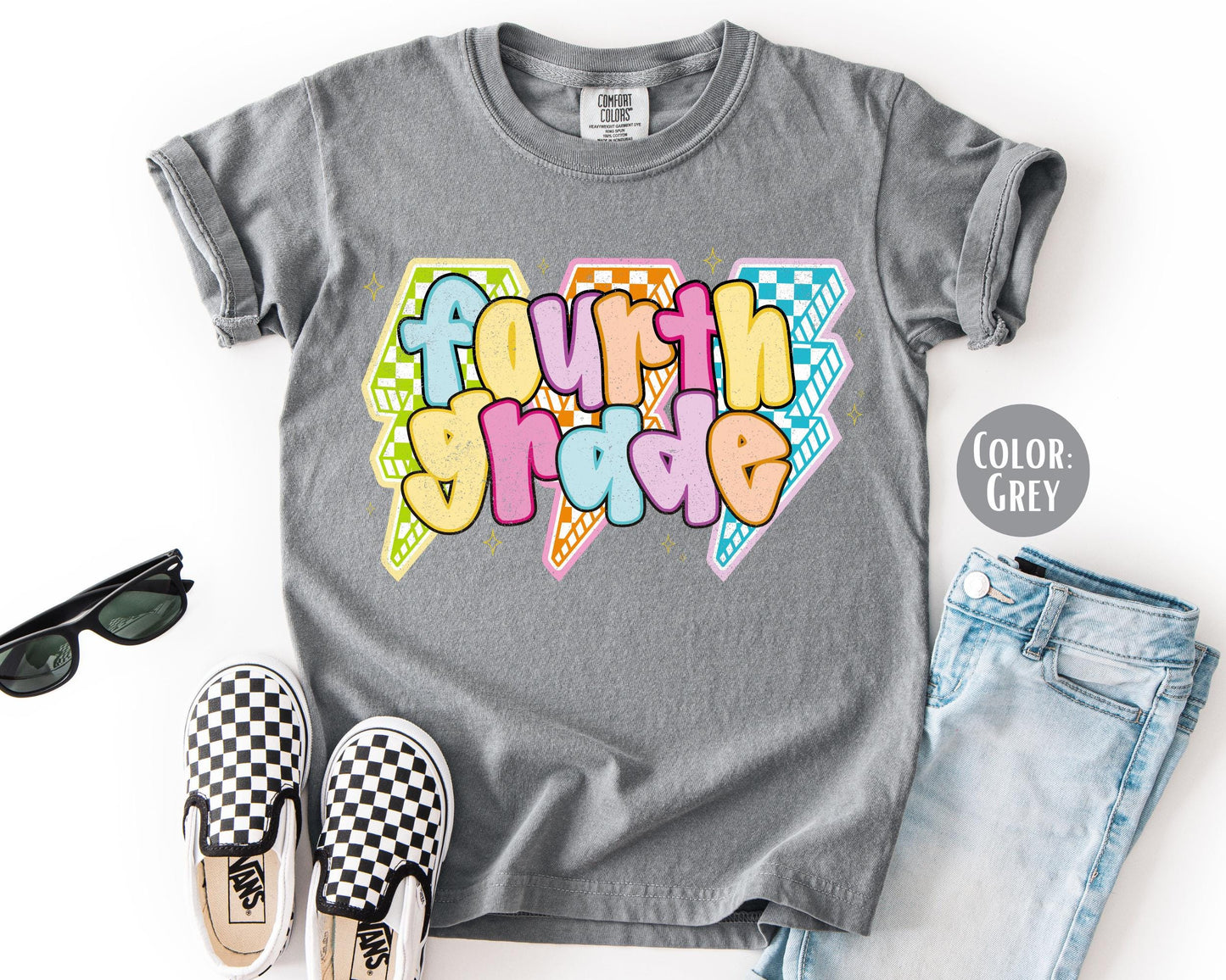 Comfort Colors 4th Grade Shirt: Lightening Bolt Tee