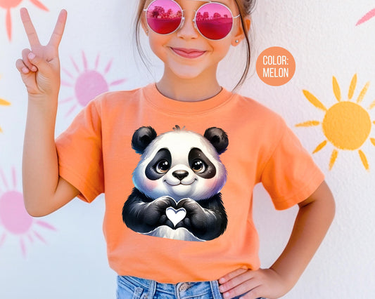 Comfort Colors Panda Heart Kids Shirt, Zoo Animal Tee